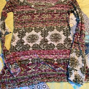 Aztec print Burnout long sleeved top